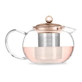 28 oz Glass Teapot with Removeable Rose Gold Stainless Steel Infuser