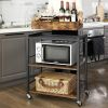 Farmhouse 3-Tier Kitchen Microwave Cart with Serving Tray on Wheels