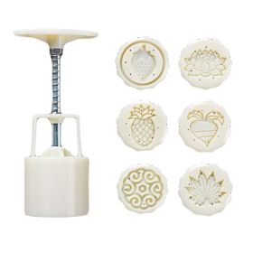 6 Stamps Round Plastic Moon Cake Molds, 50G