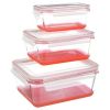 Set of 3 Glass Food Storage Containers with Lids