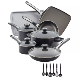 17-Piece High Performance Nonstick Aluminum Cookware Set, Black