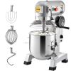 VEVOR Commercial Food Mixer, 15Qt Commercial Mixer with Timing Function, 500W Stainless Steel Bowl Heavy Duty Electric Food Mixer Commercial with 3 Sp