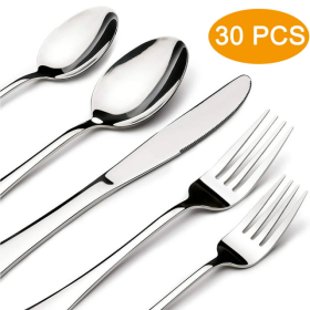 Silverware Sets, 30 Pieces Stainless Steel Flatware Set, Utensils Set Service for 6, Tableware Cutlery Set for Home and Restaurant, Knives Forks Spoon