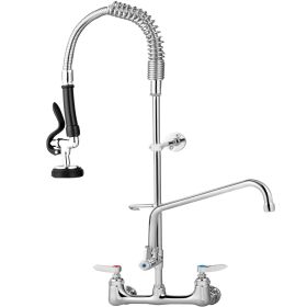 VEVOR Commercial Wall Mount Kitchen Faucet with Pre-Rinse Sprayer