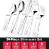 Silverware Sets, 30 Pieces Stainless Steel Flatware Set, Utensils Set Service for 6, Tableware Cutlery Set for Home and Restaurant, Knives Forks Spoon