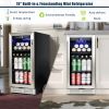 Built-in and Freestanding 15" Mini Beverage Refrigerator/Wine Cabinet, 120 Cans, 34-65¬∞F, Quiet, Adjustable Shelves, LED Lighting, ETL , Touch Contro