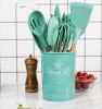 12 Pcs Silicone Spatulas With Wooden Handles