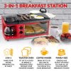 3-in-1 Family Size Electric Breakfast Station, Coffeemaker, Griddle, Toaster Oven