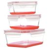 Set of 3 Glass Food Storage Containers with Lids