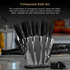 Knife Set with Block,Sharpener,Acrylic Stand 17 PCS Black High Carbon Stainless Steel Kitchen Knives