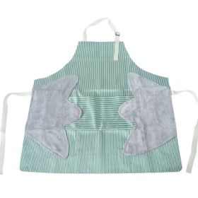 1pc Striped Linen Adjustable Kitchen Cooking Apron (Color: Blue, size: 27.6x26.8inch (70x68cm))