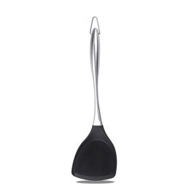 Non-Stick Silicone with Stainless Steel Handle Spatula (Color: Black)