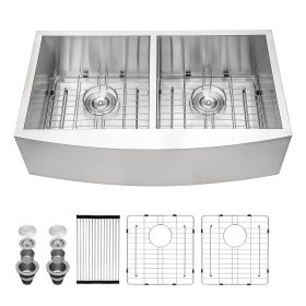 36 Inch Stainless Steel Farmhouse Double Bowl Kitchen Sink (Design: 50/50, size: 36)