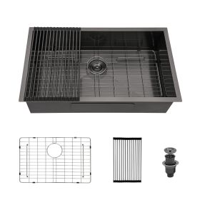 33 Inch Stainless Steel Undermount Single Bowl  Kitchen Sink (size: 30)