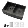 33"x21" Gunmetal Black Farmhouse Stainless Steel Kitchen Sink