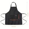 1pc Black Unisex Adjustable Bib Apron