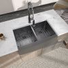 33"x21" Gunmetal Black Farmhouse Stainless Steel Kitchen Sink